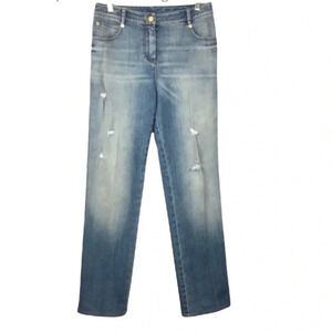 St. John straight leg jeans Embellished Crystal Rose on back pocket women’s sz 2